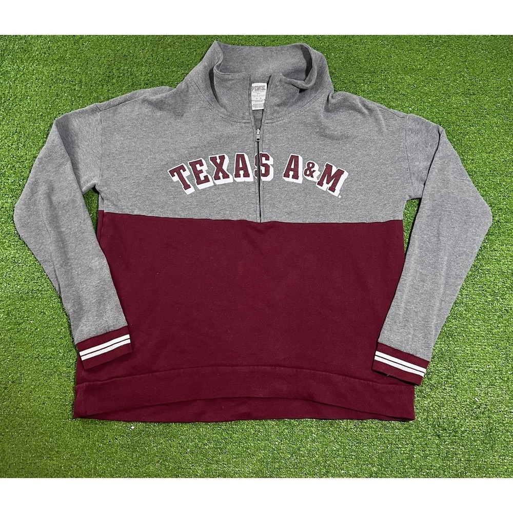 Y2k Victorias Secret Texas A&M 1/4 Zip‎ M Pink 5th & Ocean Retro Aggies Sweater